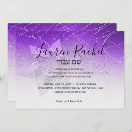 Bat Mitzvah Lila Star von David Glittery Einladung