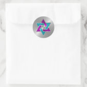 Bat Mitzvah Lila Türkis Star David Silver Runder Aufkleber (Tasche)