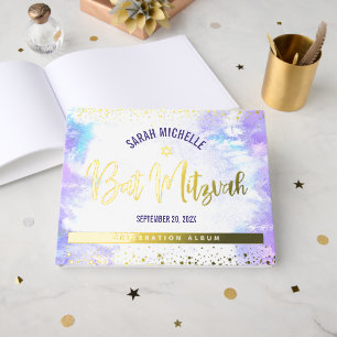 Bat Mitzvah Lila Watercolor Girly Tour Gästebuch