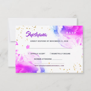 Bat Mitzvah Lila Watercolor Glitzer RSVP-Karte RSVP Karte