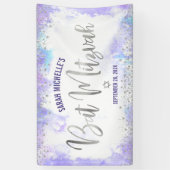 Bat Mitzvah Lila Watercolor Silver Foil Script Banner (Vertikal)