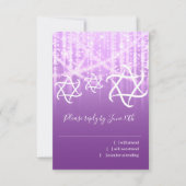 Bat Mitzvah Lila Weiße Funkelnd Leuchten RSVP Karte (Vorderseite)