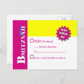 Bat Mitzvah Magaine UAWG Replik Karte Gelb Rosa (Vorne/Hinten)