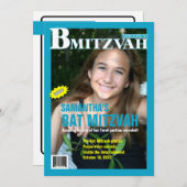 Bat Mitzvah Magazine Einladung Aquamarin (Vorne/Hinten)