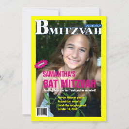 Bat Mitzvah Magazine Einladung Gelb Rosa