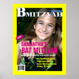 Bat Mitzvah Magazine Poster Yellow Pink