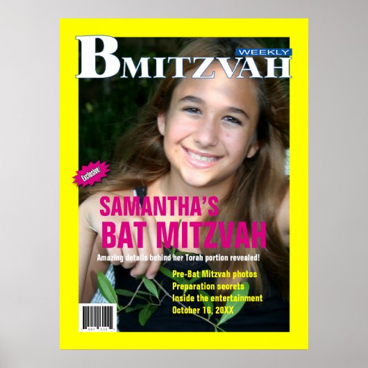 Bat Mitzvah Magazine Poster Yellow Pink (Vorne)