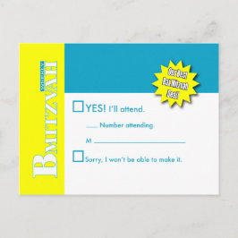 Bat Mitzvah Magazine UAWG Reply Card Aquamarin Einladungspostkarte