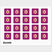 Bat Mitzvah Magenta Pink Damask Quadratischer Aufkleber (Blatt)