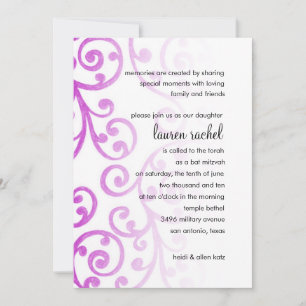 Bat Mitzvah Magenta Pink Scroll Muster Einladung