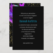 Bat Mitzvah Masquerade Black Pink Blue Einladung (Vorne/Hinten)