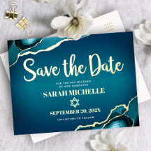 Bat Mitzvah Merken Datum Türkis Ombre Achat Echtgo