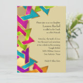 Bat Mitzvah Metallic Look Star von David Einladung (Stehend Vorderseite)