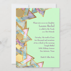 Bat Mitzvah Metallic Look Star von David Einladung