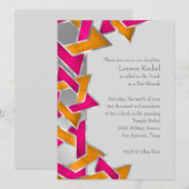 Bat Mitzvah Metallic Look Star von David Einladung (Vorne/Hinten)