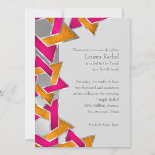 Bat Mitzvah Metallic Look Star von David Einladung