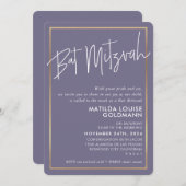 BAT MITZVAH minimale moderne lila Rahmen Einladung (Vorne/Hinten)