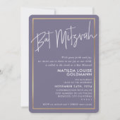 BAT MITZVAH minimale moderne lila Rahmen Einladung (Vorderseite)