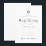 Bat Mitzvah Minimalistisch Simple Classic Einladung<br><div class="desc">Design besteht aus Sans Serif Typografie und spielerischer,  kursiver Schrift Typografie auf einem einfachen Hintergrund. 

Verfügbar unter:
http://www.zazzle.com/store/selectpartysupplies</div>