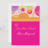 Bat Mitzvah+Mod Blasen/orange/hot rosa Einladung (Vorderseite)