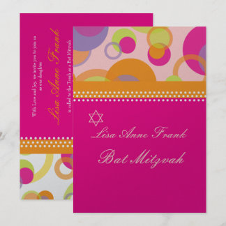 Bat Mitzvah+Mod Blasen/orange/hot rosa Einladung