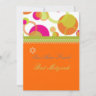 Bat Mitzvah+Mod Blasen/orange/hot rosa Einladung