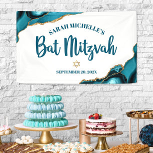 Bat Mitzvah Modern Agate Gold Türkisches Skript Banner