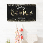 Bat Mitzvah Modern Black Gold Foil Glitzer Script Banner (Insitu)