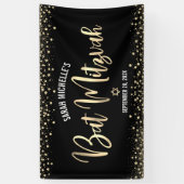 Bat Mitzvah Modern Black Gold Foil Glitzer Script Banner (Vertikal)