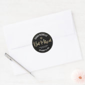 Bat Mitzvah Modern Black Gold Foil Glitzer Script Runder Aufkleber (Umschlag)
