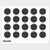 Bat Mitzvah Modern Black Gold Foil Glitzer Script Runder Aufkleber (Blatt)