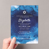 Bat Mitzvah Modern Blue Watercolor Acryleinladungen (Insitu (Handheld))