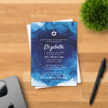 Bat Mitzvah Modern Blue Watercolor Acryleinladungen<br><div class="desc">Besteht aus spielerischer Schrift- und Serifentypografie; Alle vor einem Hintergrund von blauem Aquarellhintergrund. Dieses wurde von Select Party Supplies entworfen,  exklusiv für Zazzle. Abrufbar unter: http://www.zazzle.com/selectpartysupplies</div>