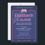 BAT MITZVAH modern gaming controls navy blue pink Einladung<br><div class="desc">by kat massard >>> WWW.SIMPLYSWEETPAPERIE.COM <<< - - - - - - - - - - - - - - - - - - - - - - - - The perfect design for a "Gaming Themed" BAR or BAT MITZVAH celebration Love the design, but would like to see some...</div>