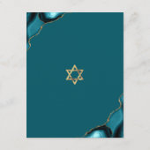 Bat Mitzvah Modern Gold Turquoise Agate Script Begleitkarte (Rückseite)
