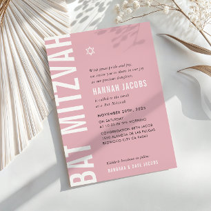 BAT MITZVAH modern minimal fett Mädchen staubiges  Einladung