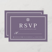 Bat Mitzvah Modern Monogram Simple QR Code RSVP Karte (Vorne/Hinten)