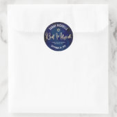 Bat Mitzvah Modern Navy Blue Gold Glitzer Script Runder Aufkleber (Tasche)
