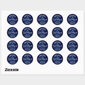 Bat Mitzvah Modern Navy Blue Silver Glitzer Script Runder Aufkleber (Blatt)