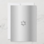 Bat Mitzvah Modern Navy Silver Foil Glitzer Script Einladung (Rückseite)