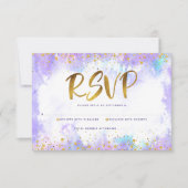 Bat Mitzvah moderne Goldfolie lila Aquarellfarbe RSVP Karte (Vorderseite)
