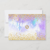 Bat Mitzvah moderne Goldfolie lila Aquarellfarbe RSVP Karte (Rückseite)