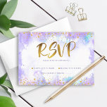 Bat Mitzvah moderne Goldfolie lila Aquarellfarbe RSVP Karte<br><div class="desc">Seien Sie stolz, freuen Sie sich und präsentieren Sie diesen Meilenstein Ihres Lieblings-Bat Mitzvah! Fügen Sie dieses atemberaubende, moderne, funkelnd Gold Imitate Folie und Glitzer Punkte und Typografie-Skript vor einem weichen lila Aquarellhintergrund, personalisierte UAWG Beilage Karte für Ihre Veranstaltung. Personalisieren Sie den benutzerdefinierten Text mit dem Datum "Antwort bis". Garantiert,...</div>