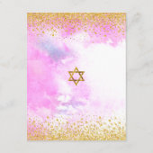 Bat Mitzvah Moderne gürtelgoldene Folie Rosa Aquar Begleitkarte (Rückseite)