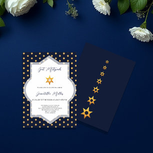 Bat Mitzvah Moderne Marine Blue Star von David Einladung