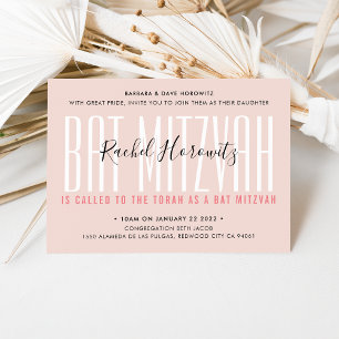 BAT MITZVAH Moderne Overlay-Typografie Mädchen ros Einladung