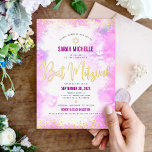 Bat Mitzvah moderne rosa Aquarell gürtelreales Gol Folieneinladung<br><div class="desc">Seien Sie stolz, freuen Sie sich und präsentieren Sie diesen Meilenstein Ihres Lieblings-Bat Mitzvah! Versenden Sie dieses atemberaubende, moderne, funkelnd, reale Goldfolie, Punkte und Typografie-Skript vor einem weichen rosa Aquarellhintergrund, personalisierte Einladung für eine Veranstaltung, sich zu erinnern. Personalisieren Sie den benutzerdefinierten Text mit dem Namen, Datum und Veranstaltungsort Ihres Bat...</div>