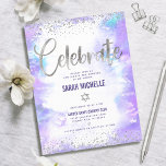 Bat Mitzvah moderne Silberfolie lila Aquarellfarbe Begleitkarte<br><div class="desc">Seien Sie stolz, freuen Sie sich und präsentieren Sie diesen Meilenstein Ihres Lieblings-Bat Mitzvah! Fügen Sie diese atemberaubende, moderne, funkelnd Silber-Imitat-Folie und Glitzer-Punkte und handgeschriebene Kalligraphie-Skripte vor einem weichen lila Aquarellhintergrund, personalisierte Einlage für zusätzliche Informationen zu Ihrer Veranstaltung. Personalisieren Sie den benutzerdefinierten Text mit dem Namen, Datum und Veranstaltungsort Ihres...</div>