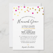 BAT MITZVAH Moderne spaßige Konfettspots Gold pink