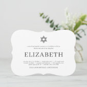Bat Mitzvah Moderne Typografie Einladung (Stehend Vorderseite)